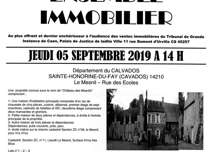 VENTE IMMOBILIÈRE – SAINTE HONORINE DU FAY